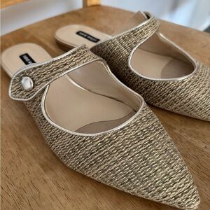 Nine West Textured Gold Flats with Strap